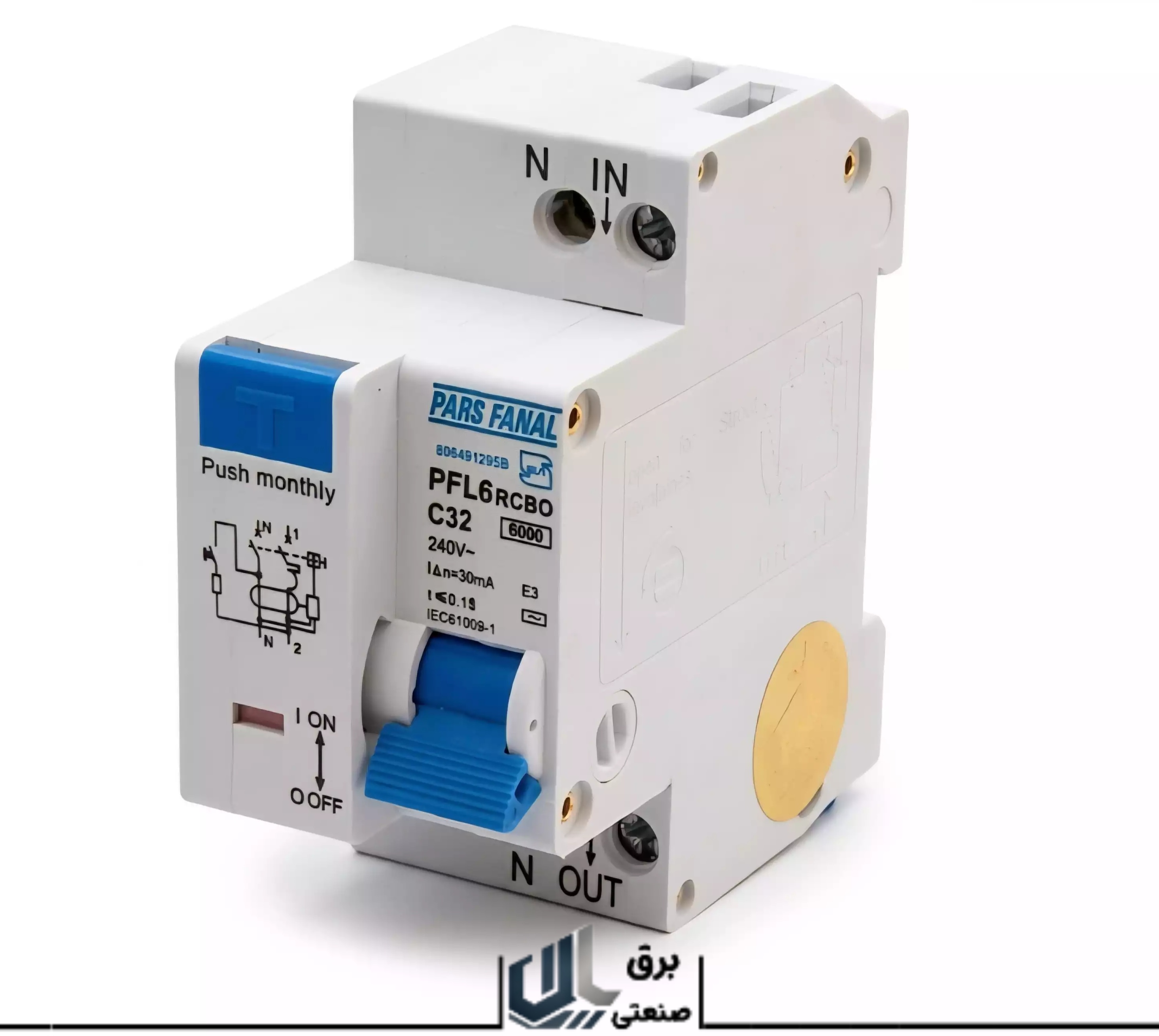 کلید محافظ جان ترکیبی 40 آمپر پارس فانال مدل PFL6-1P+N-40A-30mA