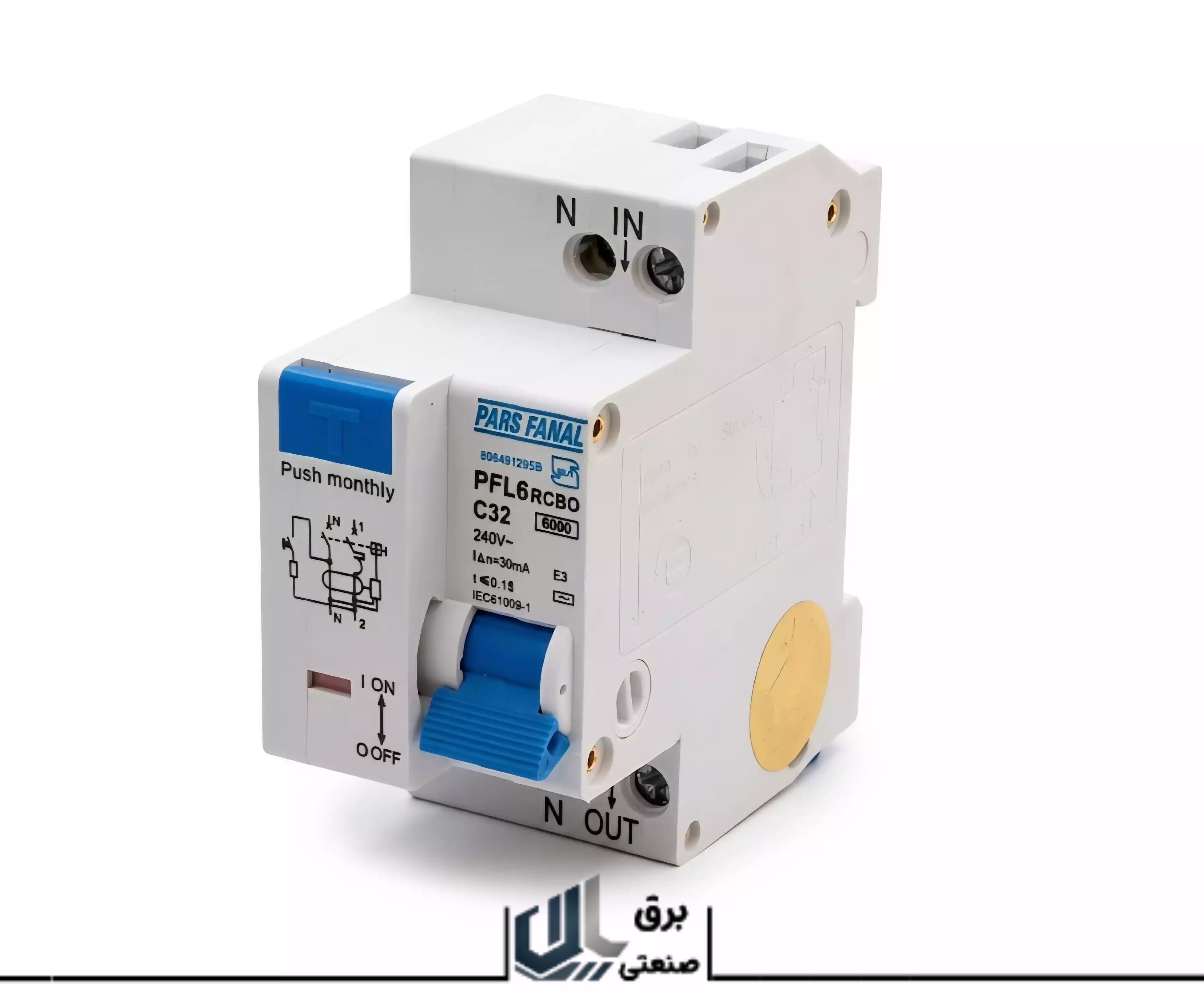 کلید محافظ جان ترکیبی 40 آمپر پارس فانال مدل PFL6-1P+N-40A-30mA